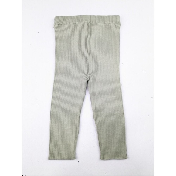 Kids Ribbed Green Leggings - Picture 2 of 5